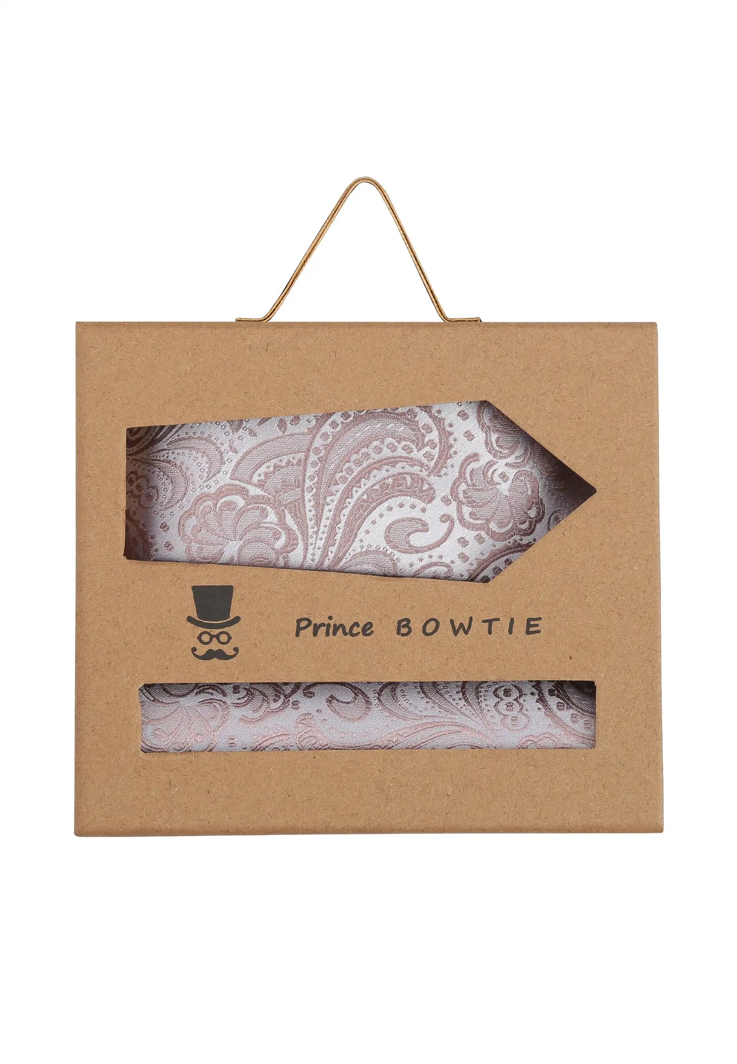 (Altrosa) Krawatte Einstecktuch Set Herren Paisley Seide – Geschenkverpackung Prince Bowtie