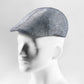 (Blau) Schiebermütze Herren Leinen – Flat Cap seitliche Ansicht auf Mannequin