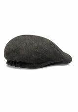 (Dunkelgrün) Schiebermütze Tweed Flat Cap – Rückansicht mit Gummiband