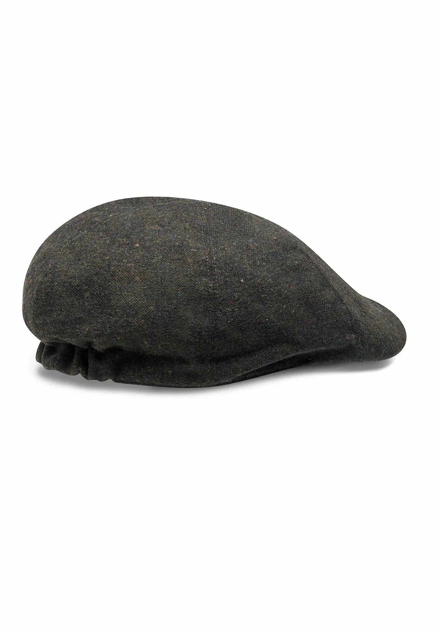 (Dunkelgrün) Schiebermütze Tweed Flat Cap – Rückansicht mit Gummiband