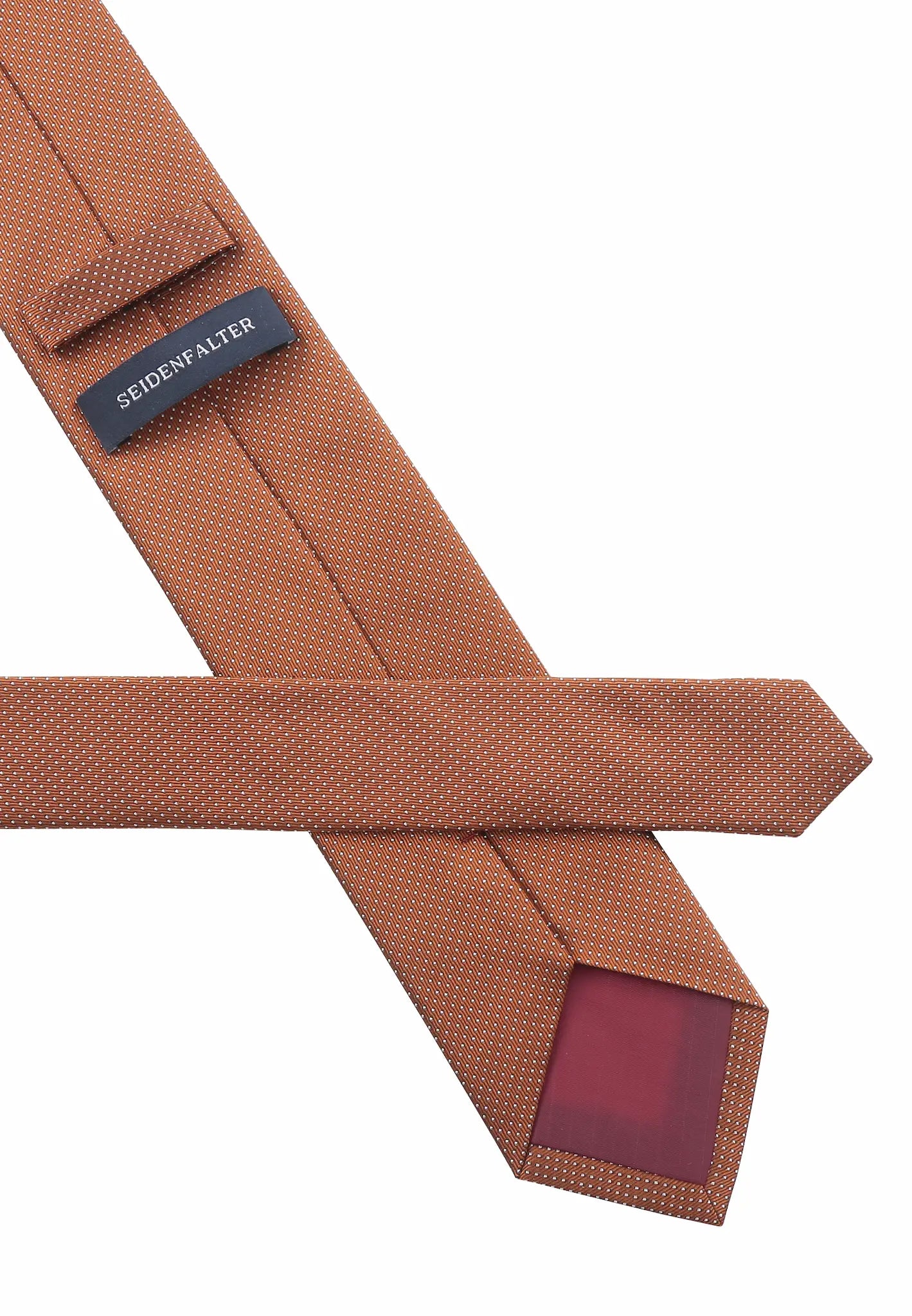 (Bronze) seidenkrawatte herren picote verarbeitung label naht detail