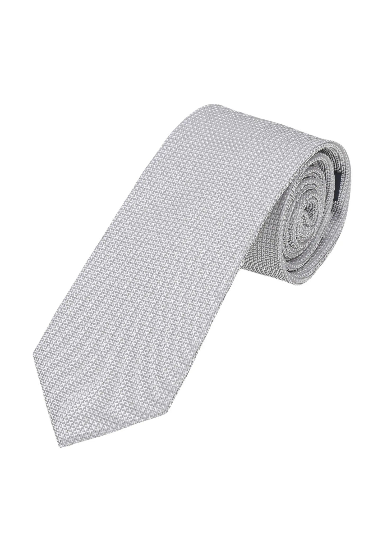 (Hellgrau) Seidenkrawatte für Herren gerollt, florales Muster, 7–7.5 cm breit