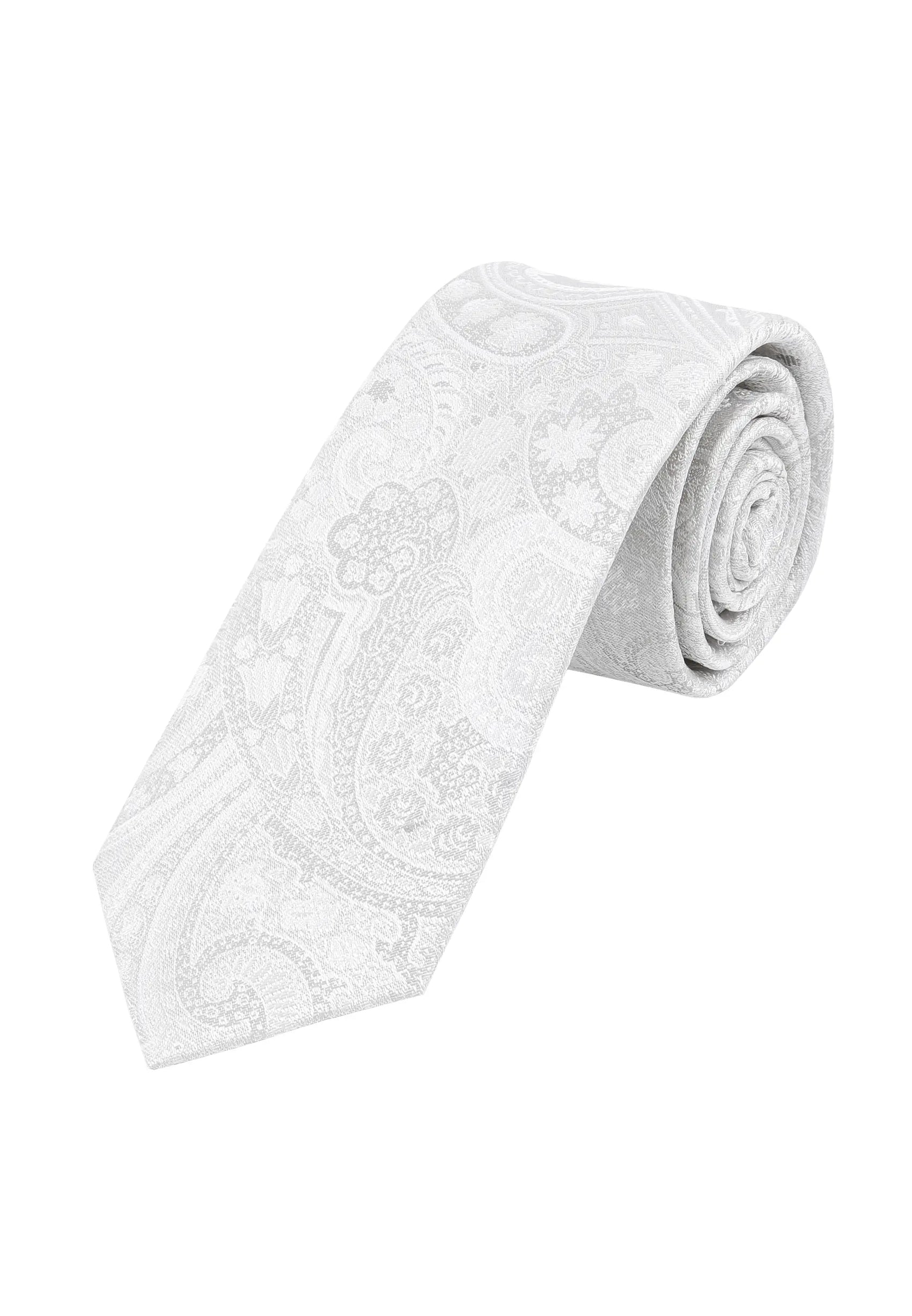 (Champagner) Hochzeitskrawatte Herren Paisley Seide – gerollt Gesamtansicht