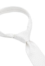 (Champagner) Hochzeitskrawatte Kreise – Detailansicht gebundener Knoten