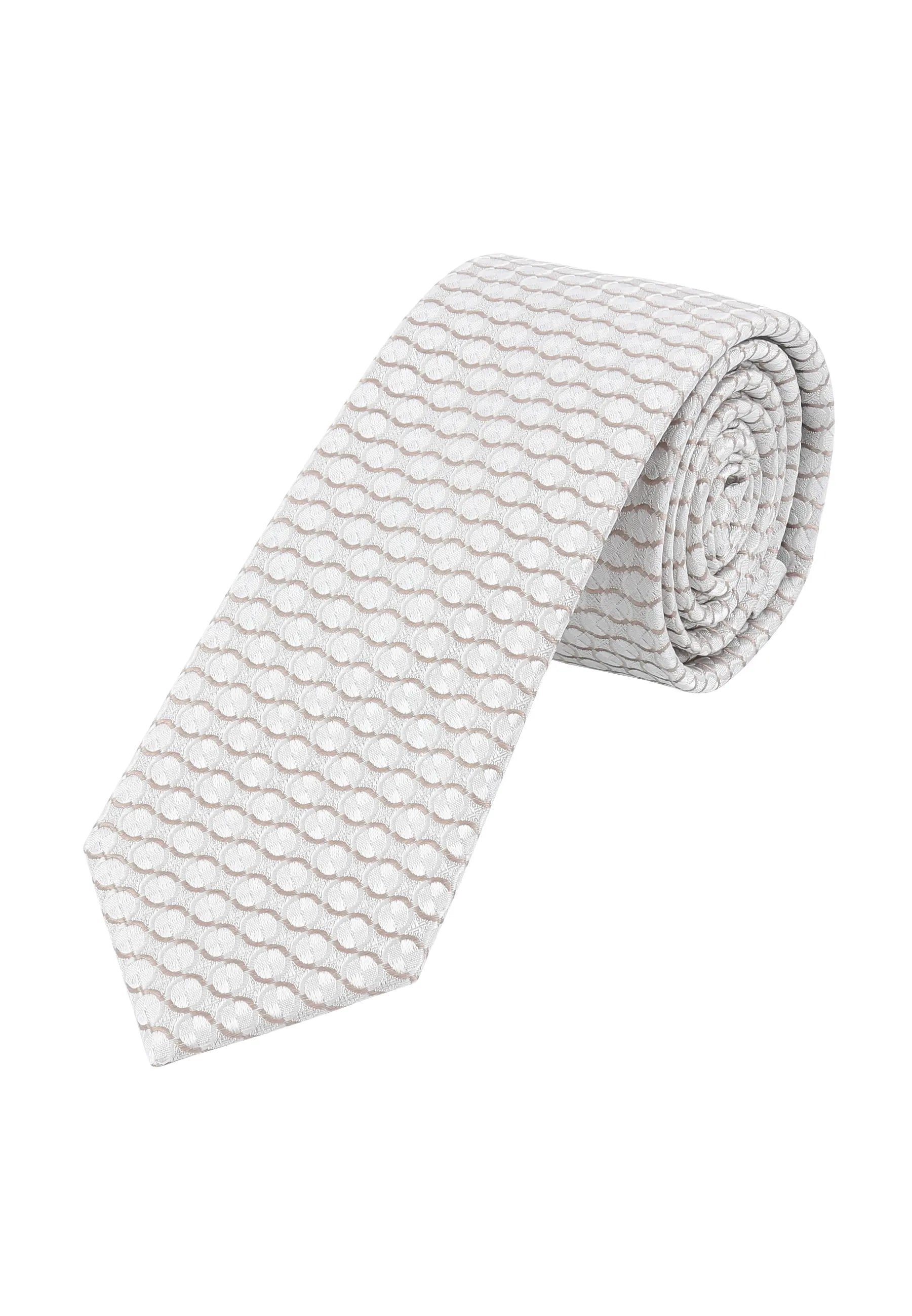 (Beige) Hochzeitskrawatte Herren Kreise Seide – gerollt Gesamtansicht