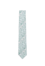 (Mint) Krawatte Hochzeit Floral Seide – Frontalansicht gerade ausgelegt