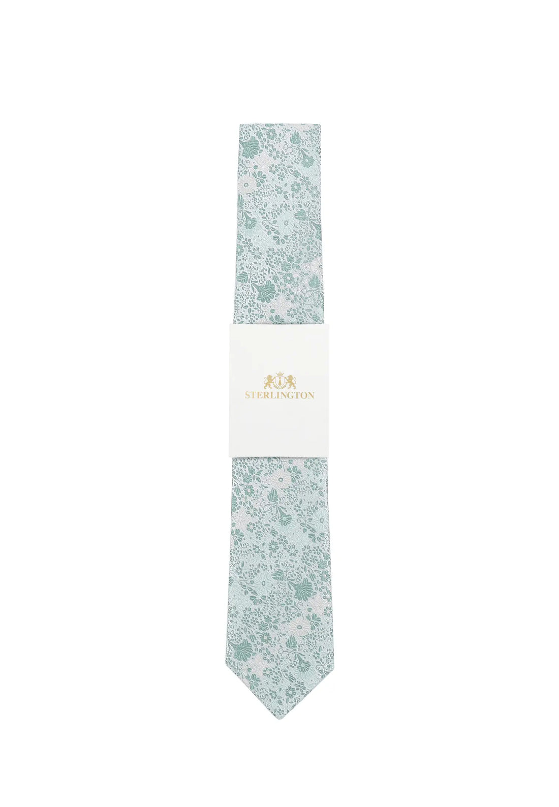 (Mint) Hochzeitskrawatte Sterlington Floral – mit Banderole Gesamtansicht