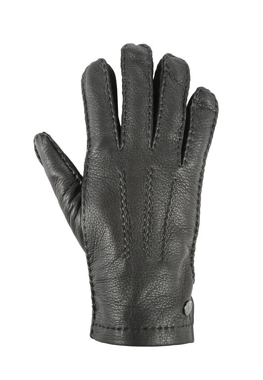(Schwarz) Lederhandschuhe Herren – Handrücken mit Ziernähten