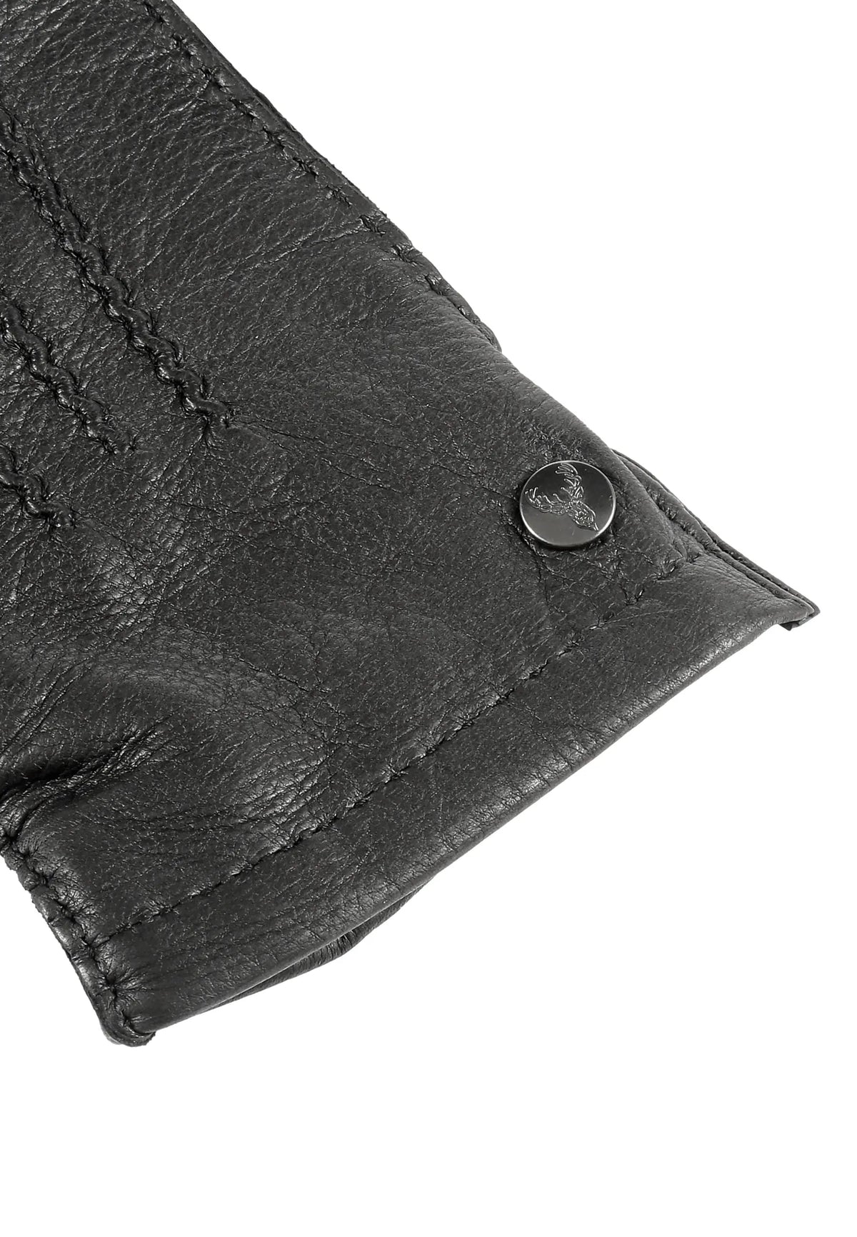(Schwarz) Lederhandschuhe Herren – Lederoberfläche und Druckknopf