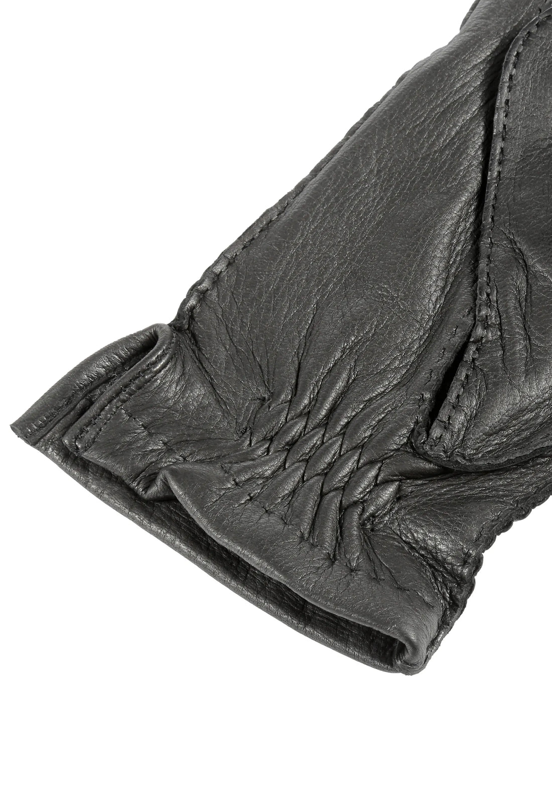 (Schwarz) Lederhandschuhe Herren – geraffte Handgelenkpartie