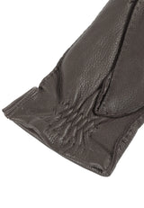 (Dunkelbraun) Lederhandschuhe Herren – geraffte Handgelenkpartie