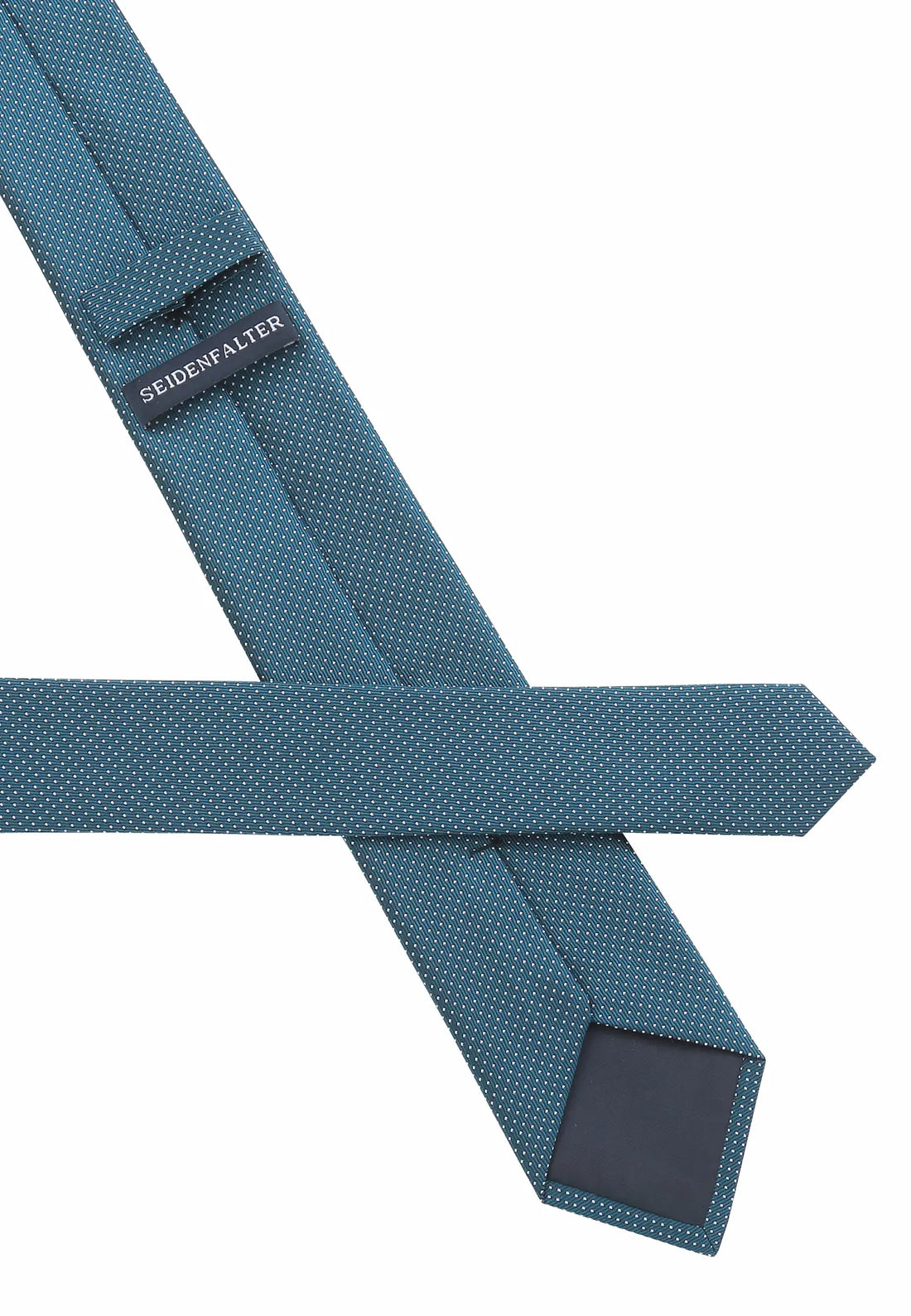 (Petrol) Picoté Krawatte Herren 100% Seide 6cm Rückseite Detail