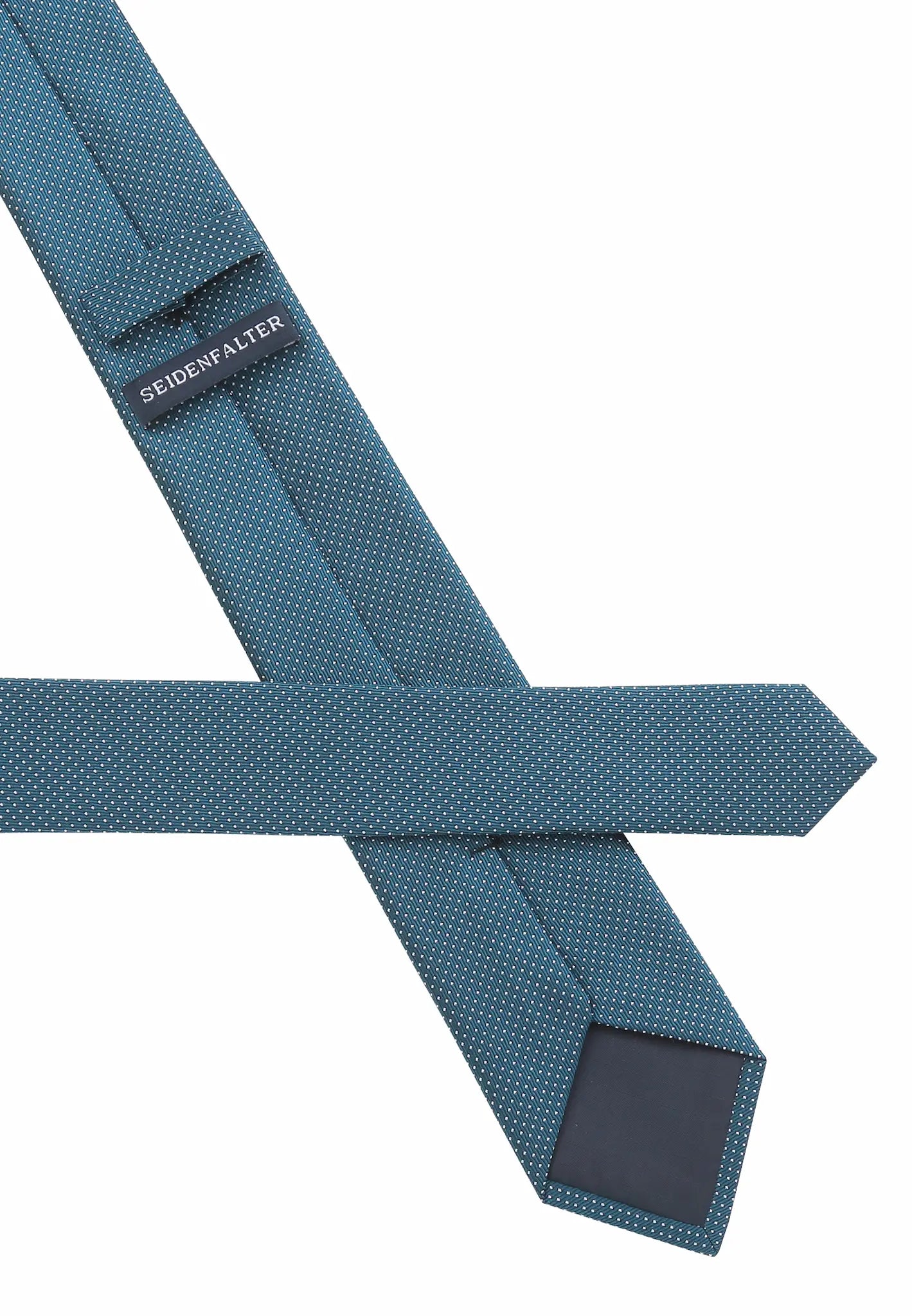 (Petrol) Picoté Krawatte Herren 100% Seide 6cm Rückseite Detail