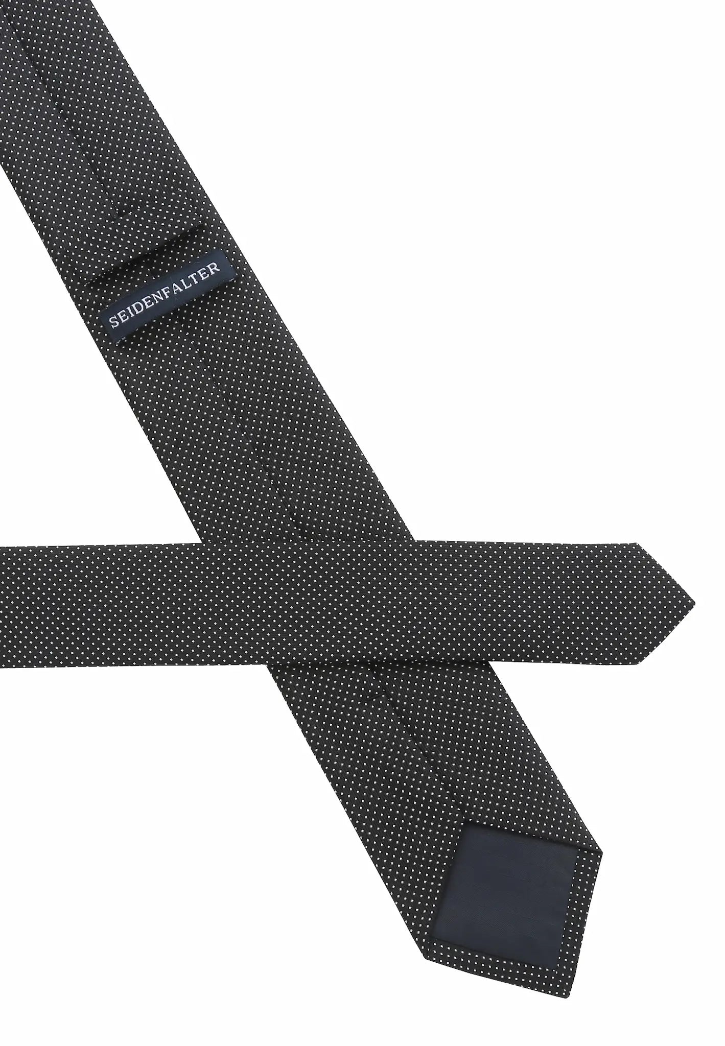 (Schwarz) Picoté Krawatte Herren 100% Seide 6cm Rückseite Detail