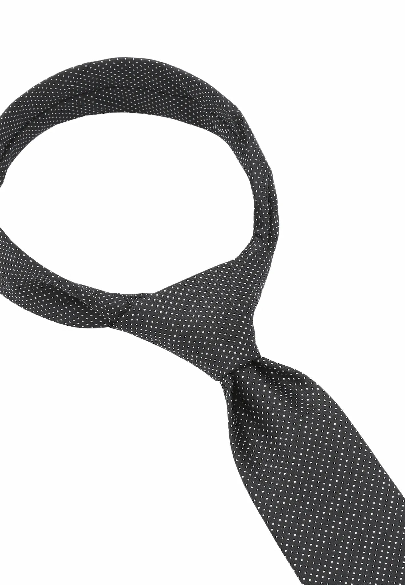 (Schwarz) Picoté Krawatte Herren 100% Seide 6cm gebundenes Detail