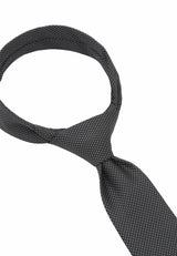 (Schwarz) Picoté Krawatte Herren 100% Seide 6cm gebundenes Detail