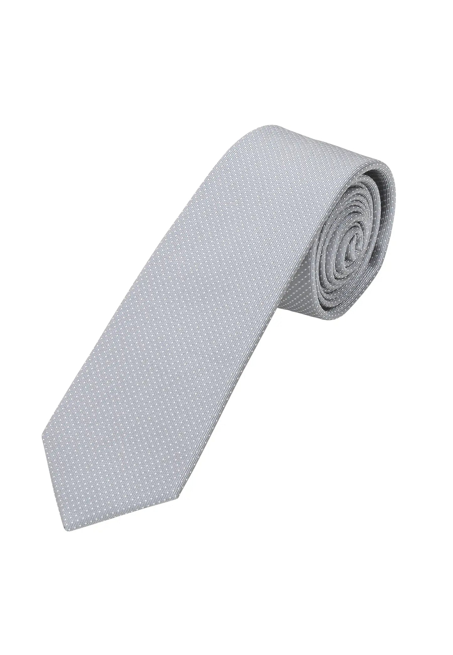 (Grau) Picoté Krawatte Herren 100% Seide 6cm gerollt