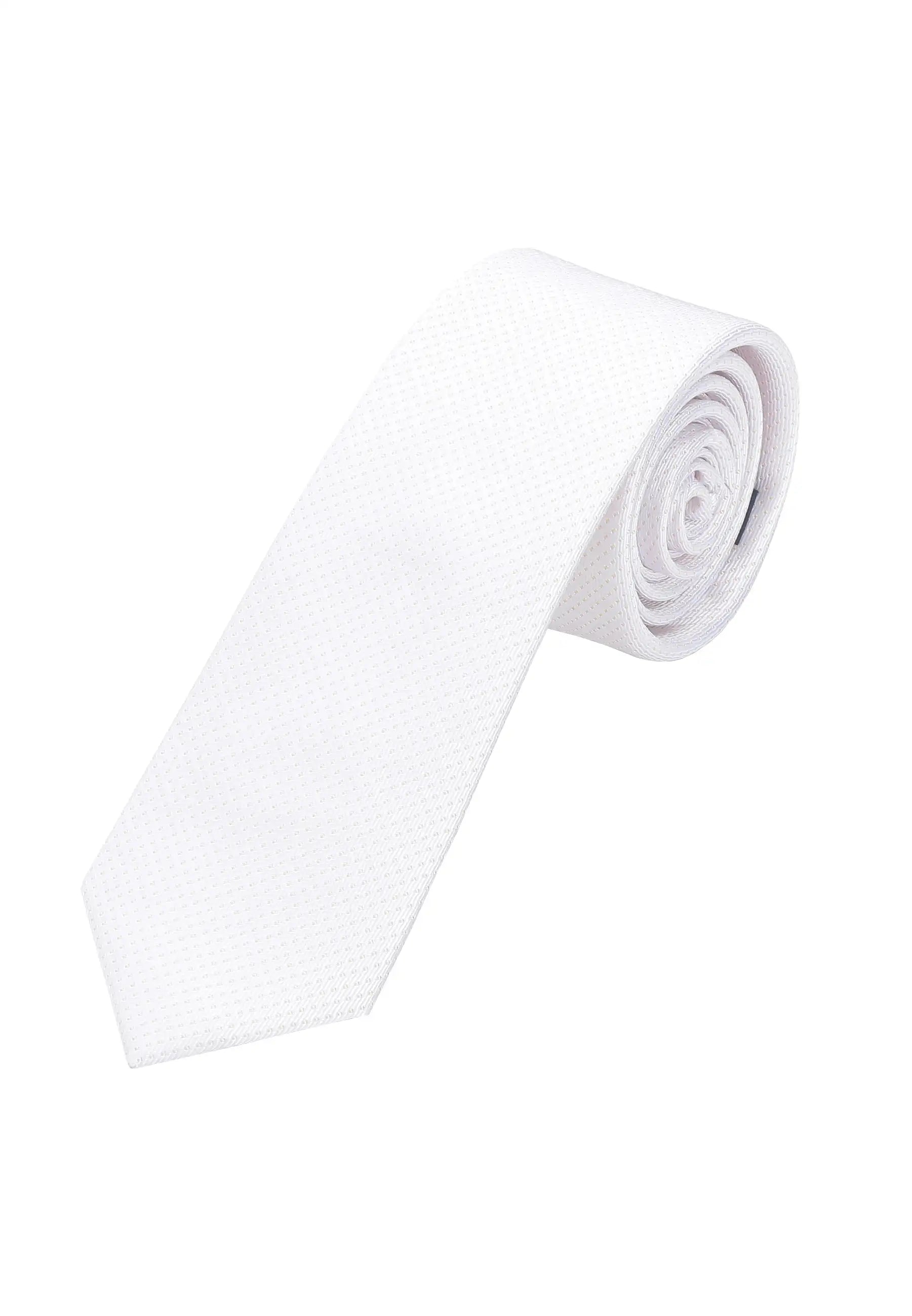 (Weiß) Picoté Krawatte Herren 100% Seide 6cm gerollt