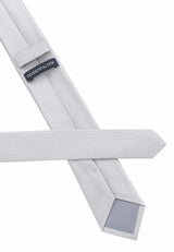 (Hellgrau) Picoté Krawatte Herren 100% Seide 6cm Rückseite Detail