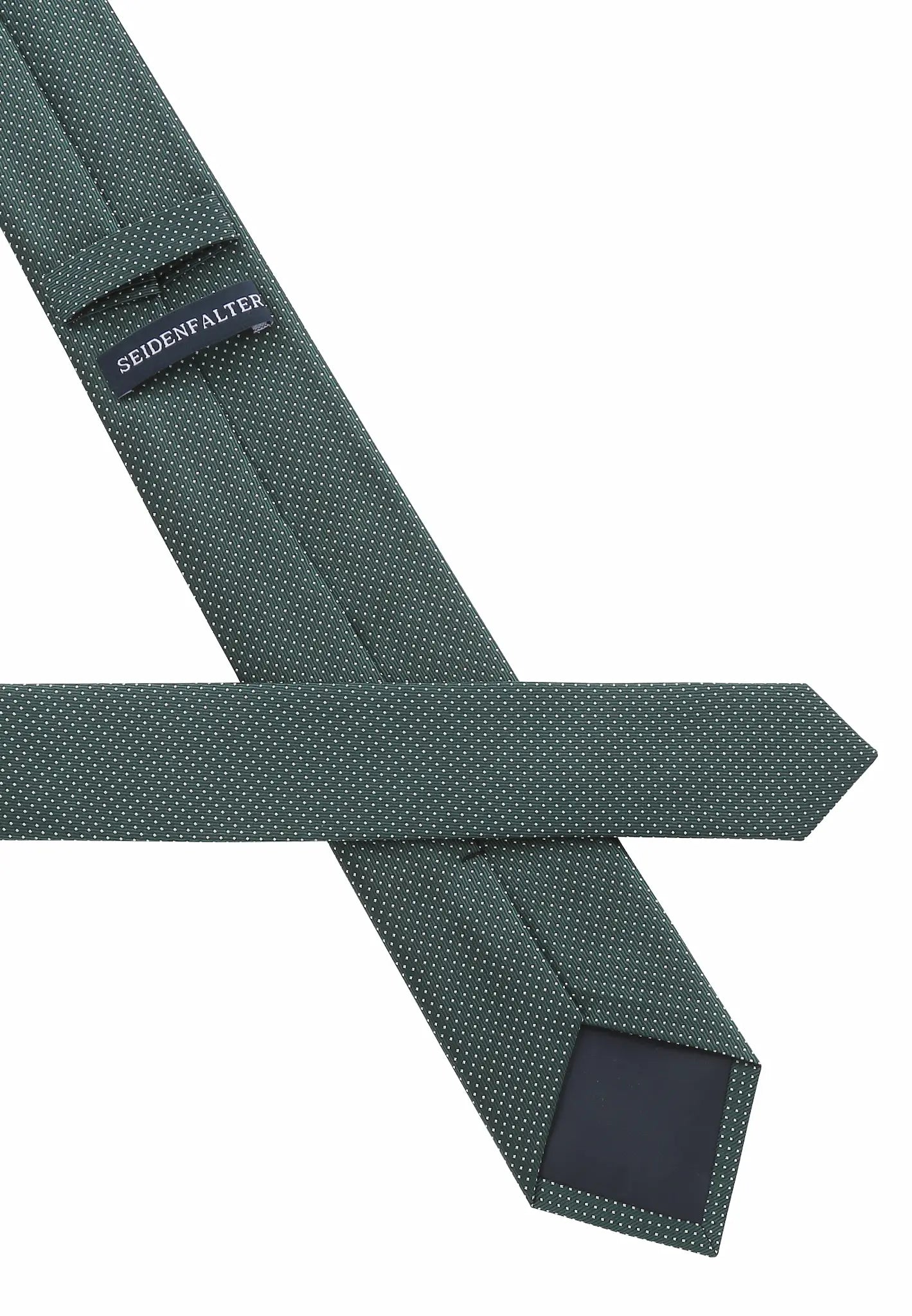 (Dunkelgrün) Picoté Krawatte Herren 100% Seide 6cm Rückseite Detail