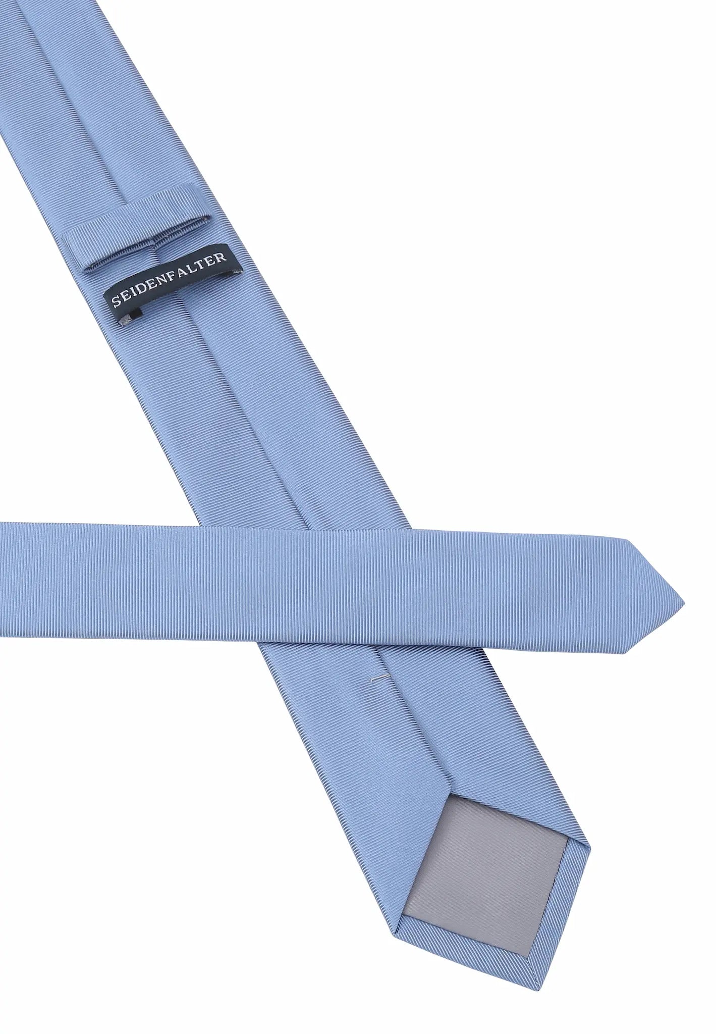 (Hellblau) Uni Seidenkrawatte 6cm Rückseite mit Label Detail