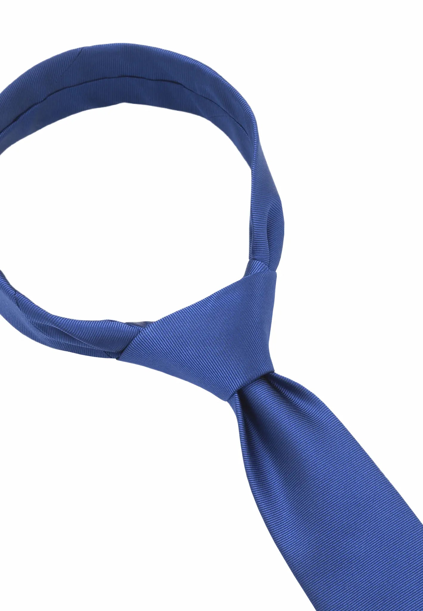 (Jeansblau) Uni Seidenkrawatte 6cm Knotenansicht Detail Seidenglanz