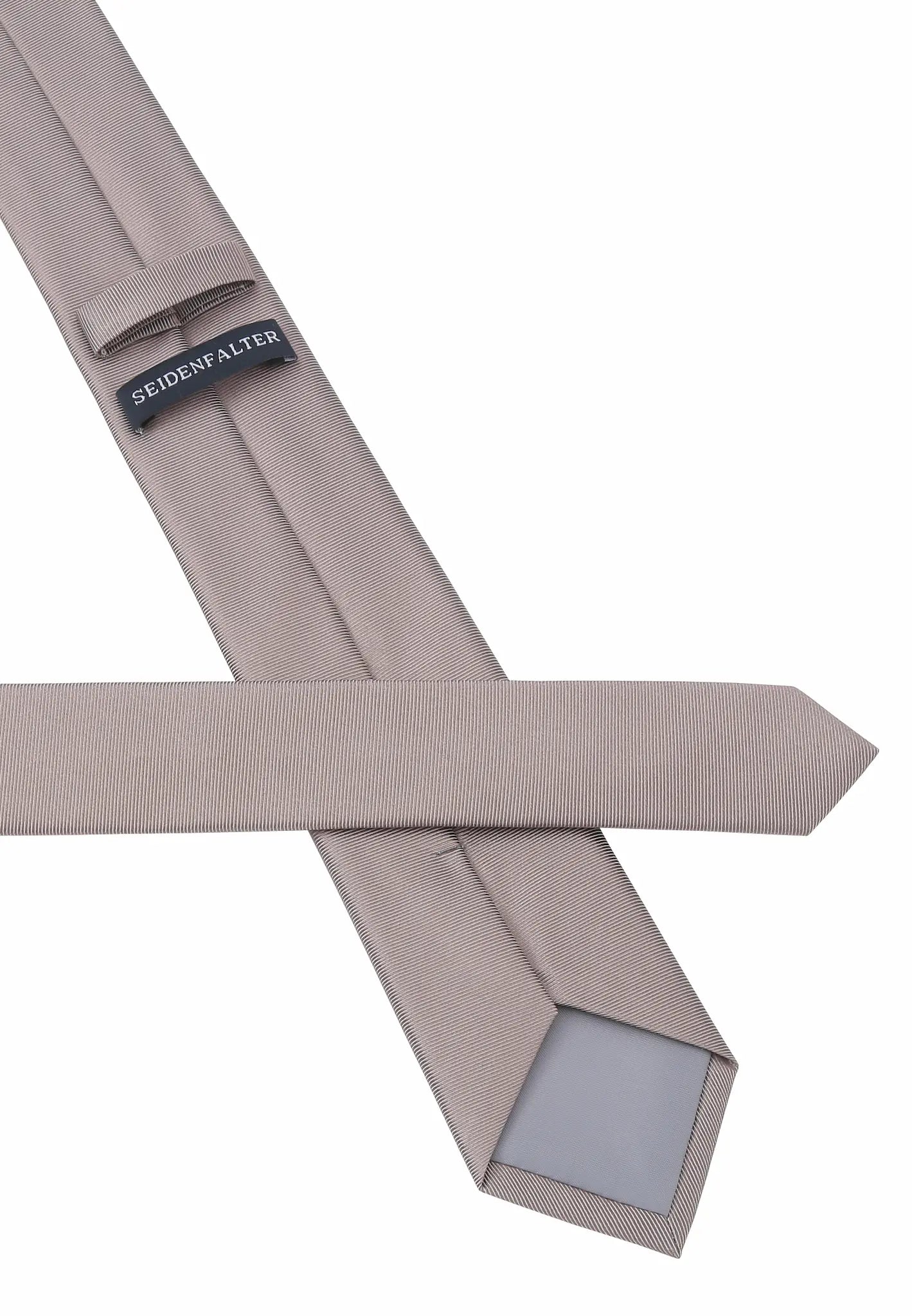 (Beige) Uni Seidenkrawatte 6cm Rückseite mit Label Detail