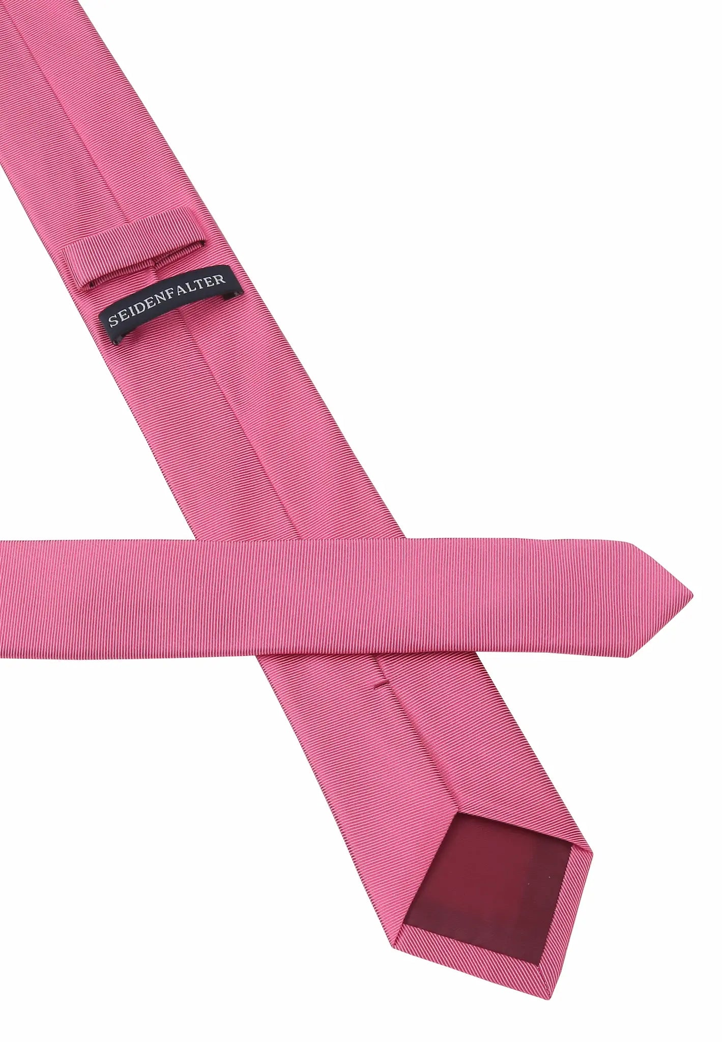 (Koralle) Uni Seidenkrawatte 6cm Rückseite mit Label Detail