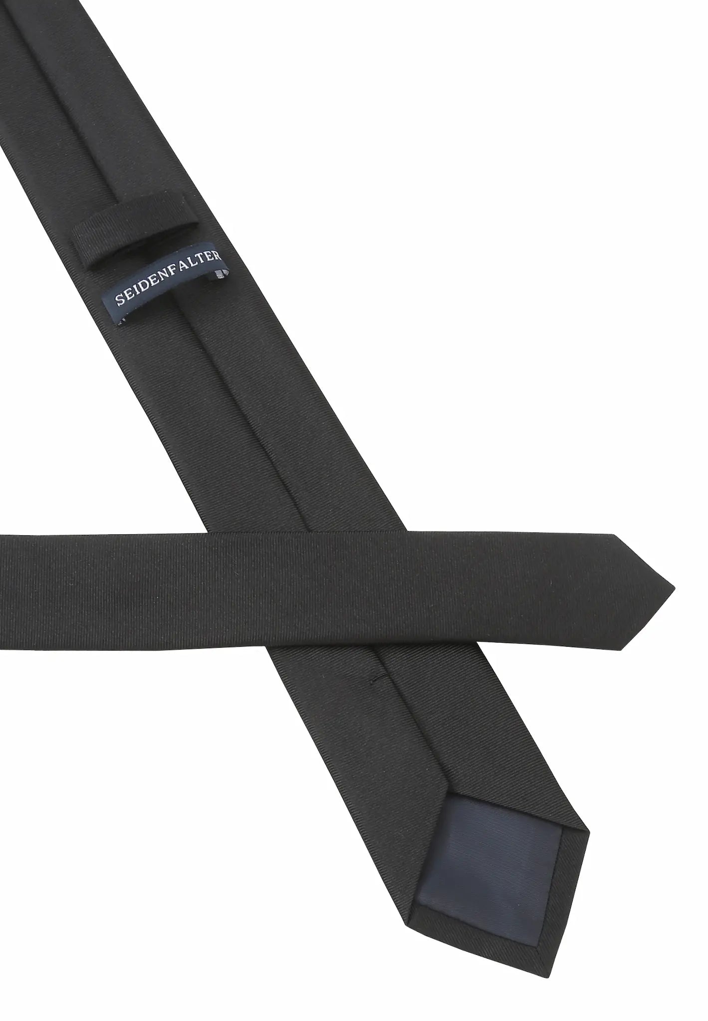 (Schwarz) Uni Seidenkrawatte 6cm Rückseite mit Label Detail