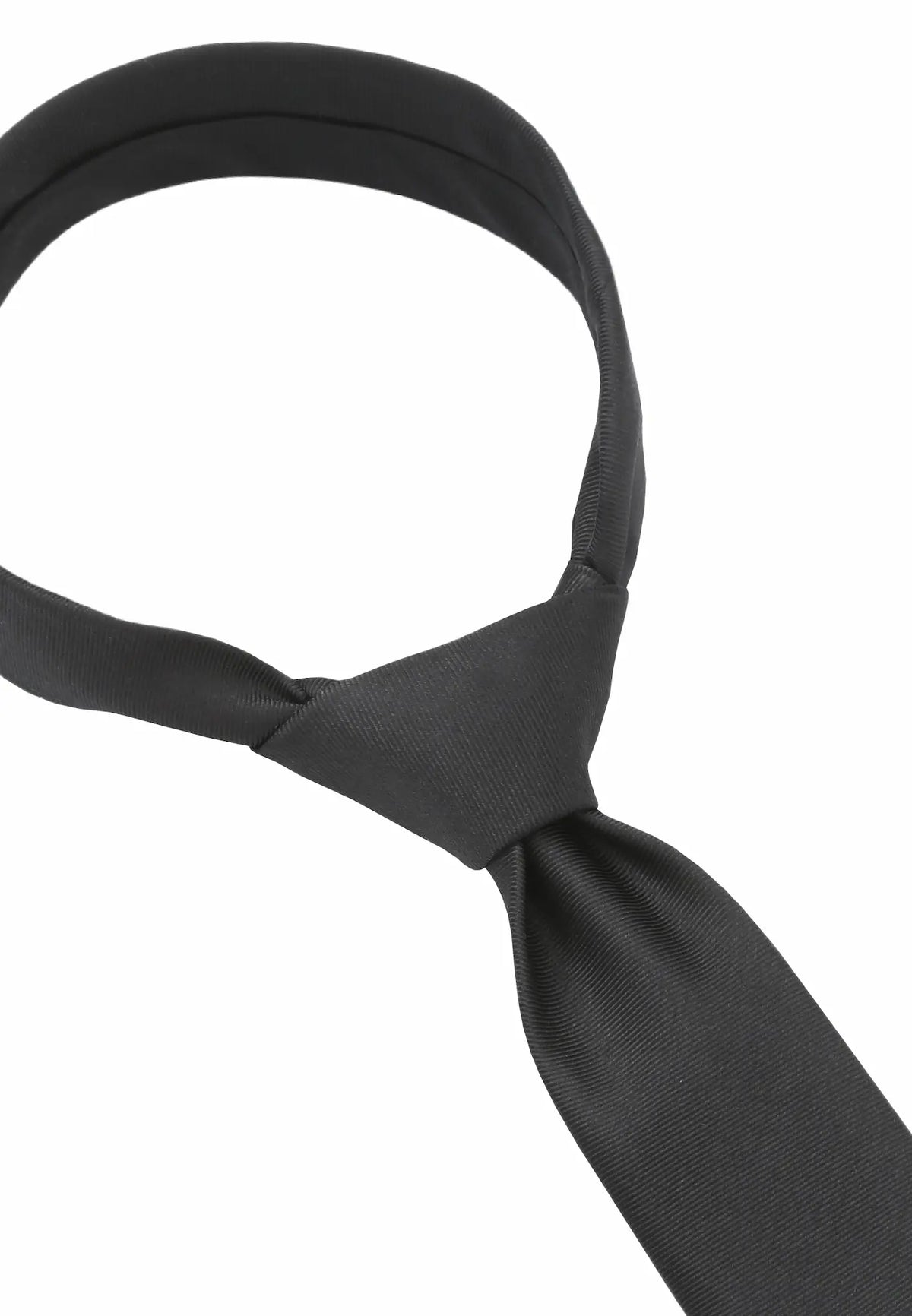 (Schwarz) Uni Seidenkrawatte 6cm Knotenansicht Detail Seidenglanz