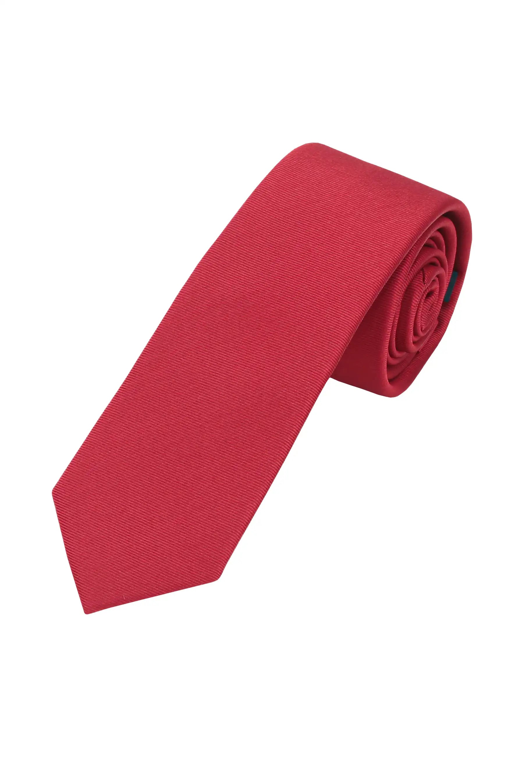 (Hellrot) Uni Seidenkrawatte Herren 6cm schmal aufgerollt