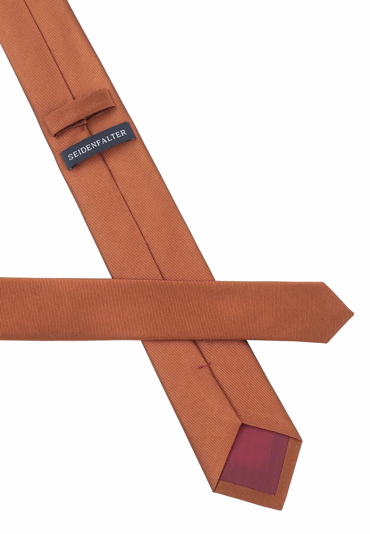 (Bronze) Uni Seidenkrawatte 6cm Rückseite mit Label Detail