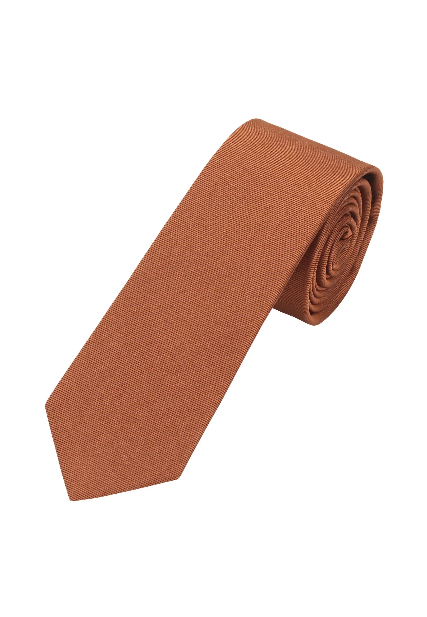 (Bronze) Uni Seidenkrawatte Herren 6cm schmal aufgerollt