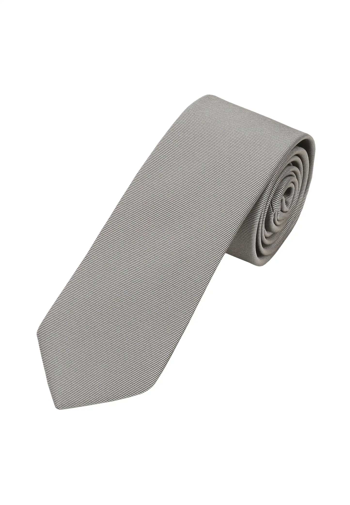 (Hellbeige) Uni Seidenkrawatte Herren 6cm schmal aufgerollt