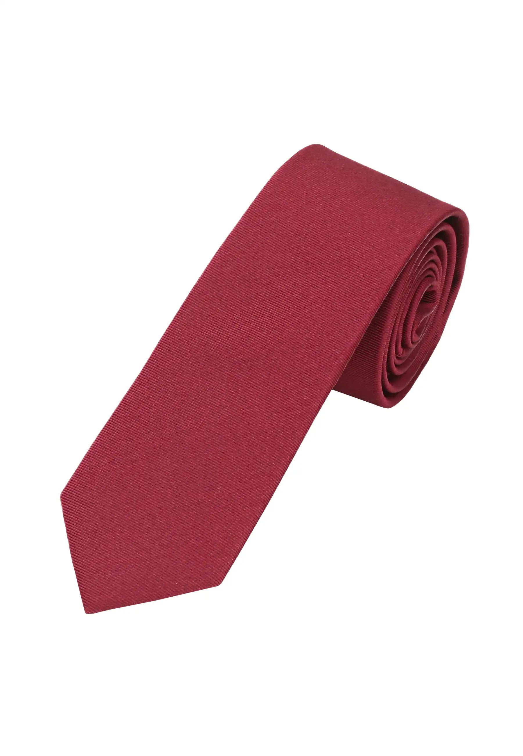 (Bordeaux) Uni Seidenkrawatte Herren 6cm schmal aufgerollt