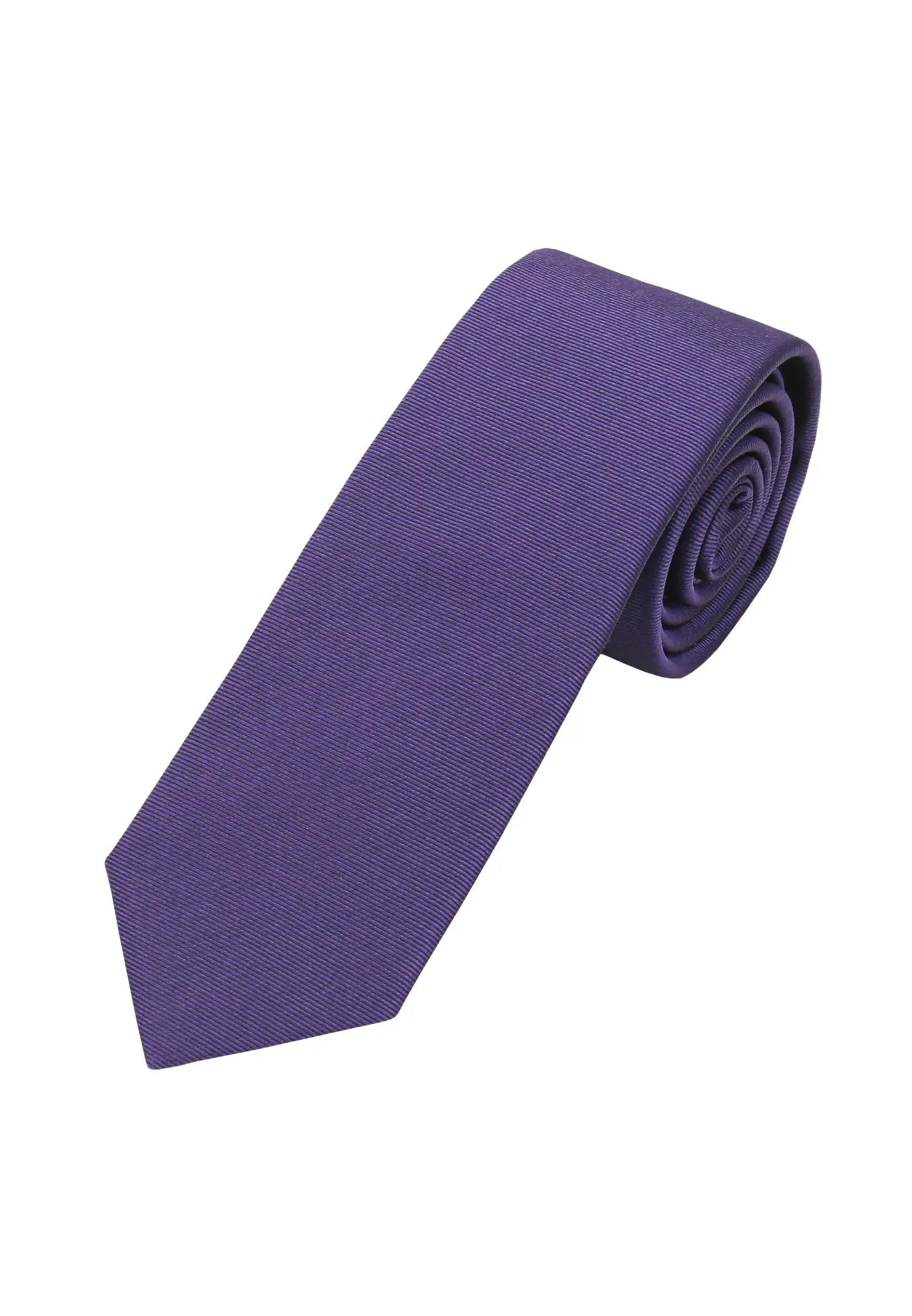 (Dunkellila) Uni Seidenkrawatte Herren 6cm schmal aufgerollt