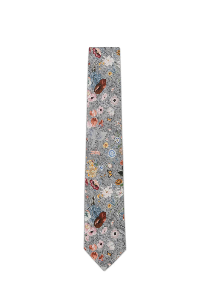 Men's tie made of silk & cotton – floral pattern (6.0 – 6.5 cm)
