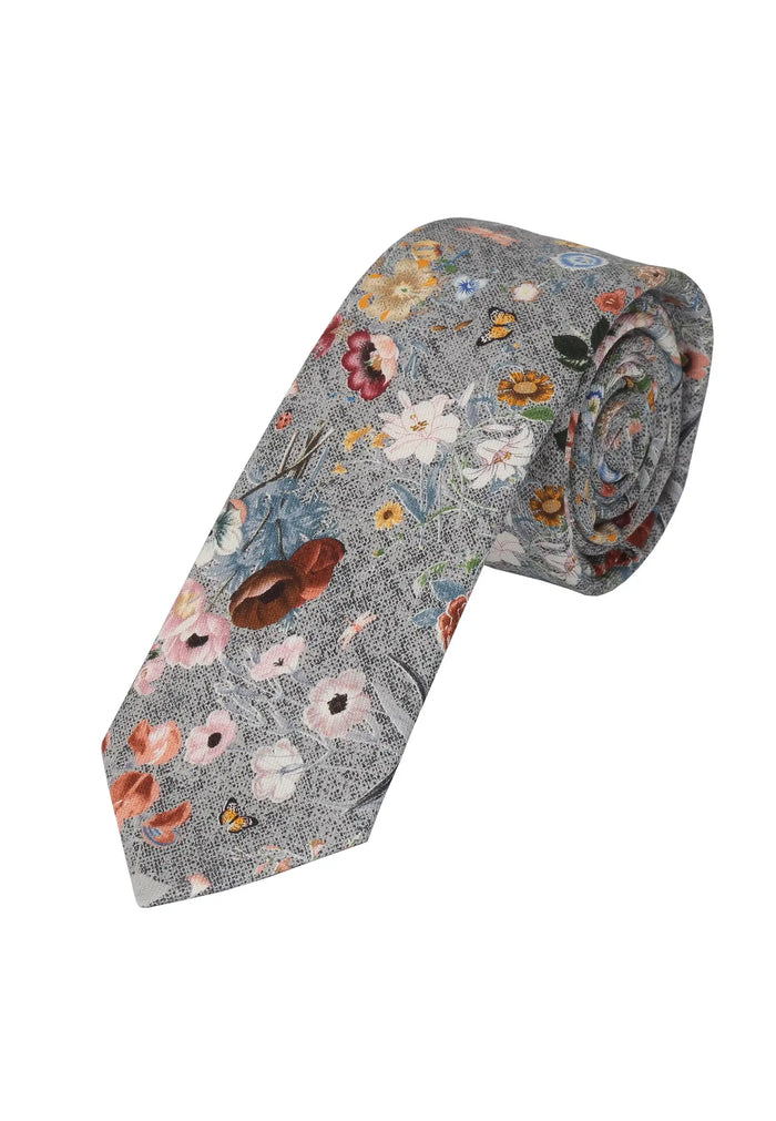 Men's tie made of silk & cotton – floral pattern (6.0 – 6.5 cm)
