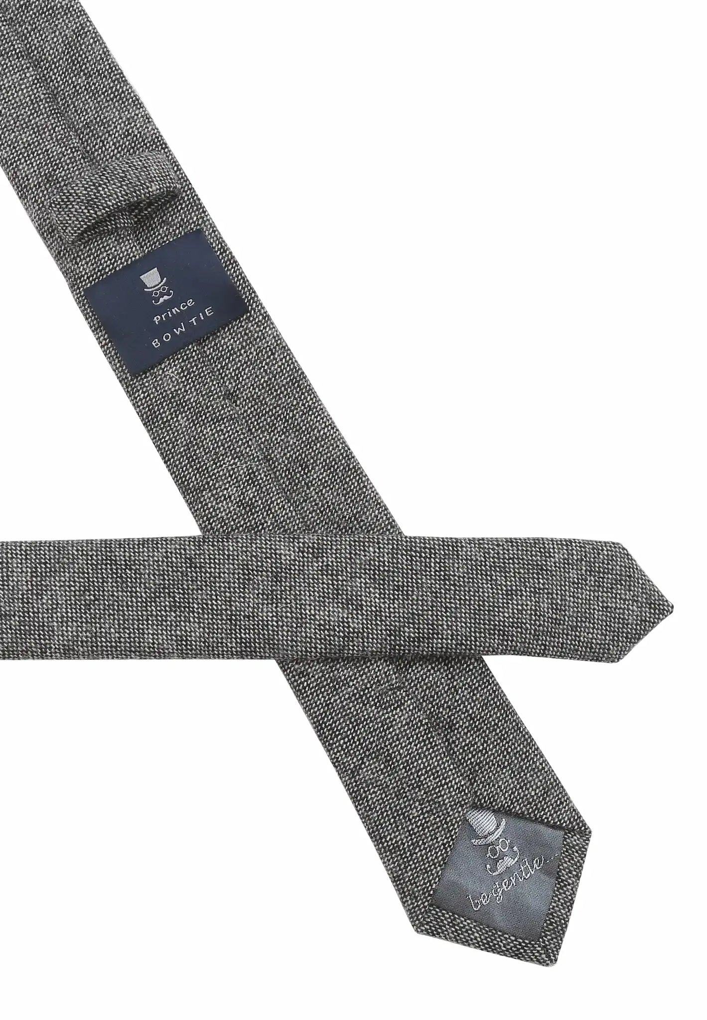 (Grau) Krawatte Tweed – Rückseite mit Prince Bowtie Label