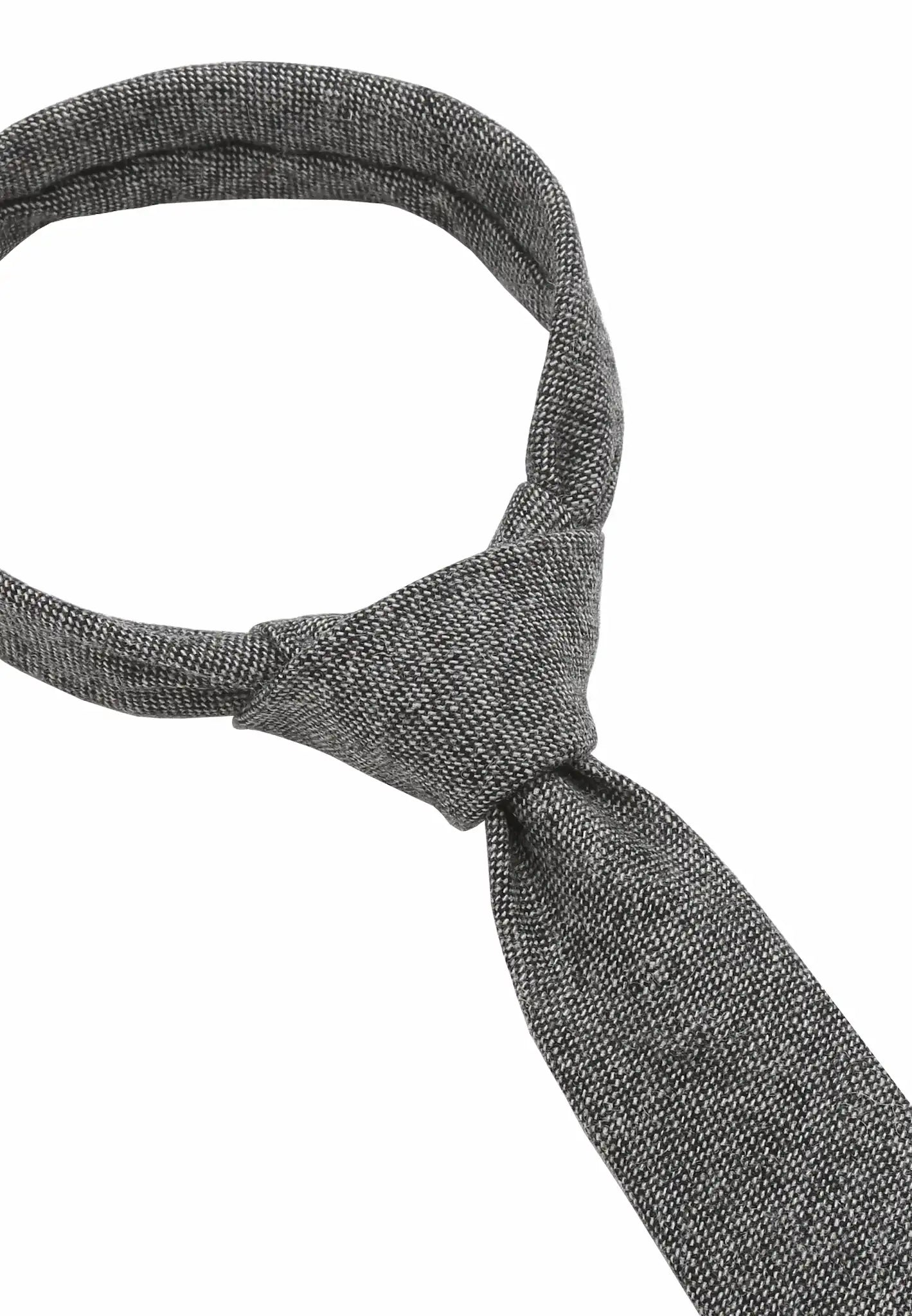 (Grau) Krawatte Tweed Wolle – Knotendetail