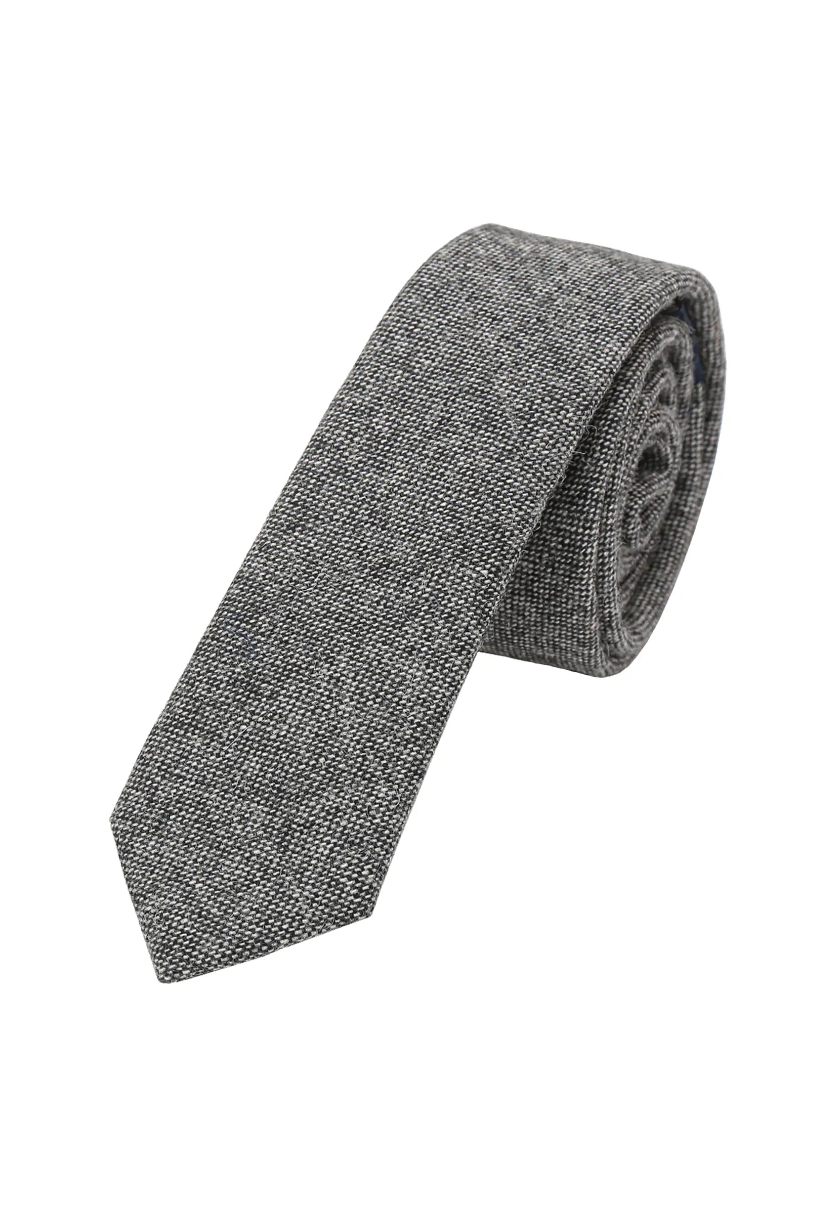 (Grau) Krawatte Herren Tweed Wolle – gerollt Gesamtansicht