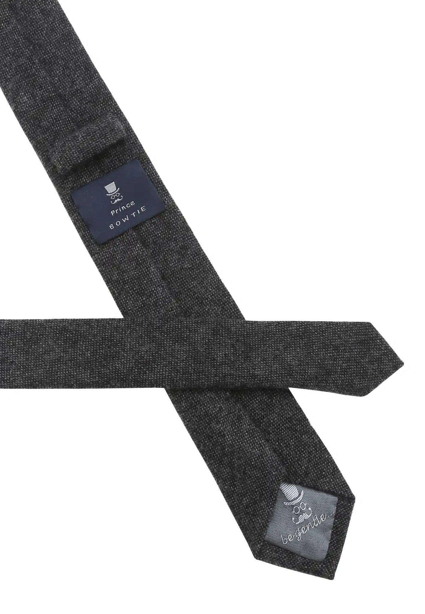 (Anthrazit) Krawatte Tweed – Rückseite mit Prince Bowtie Label