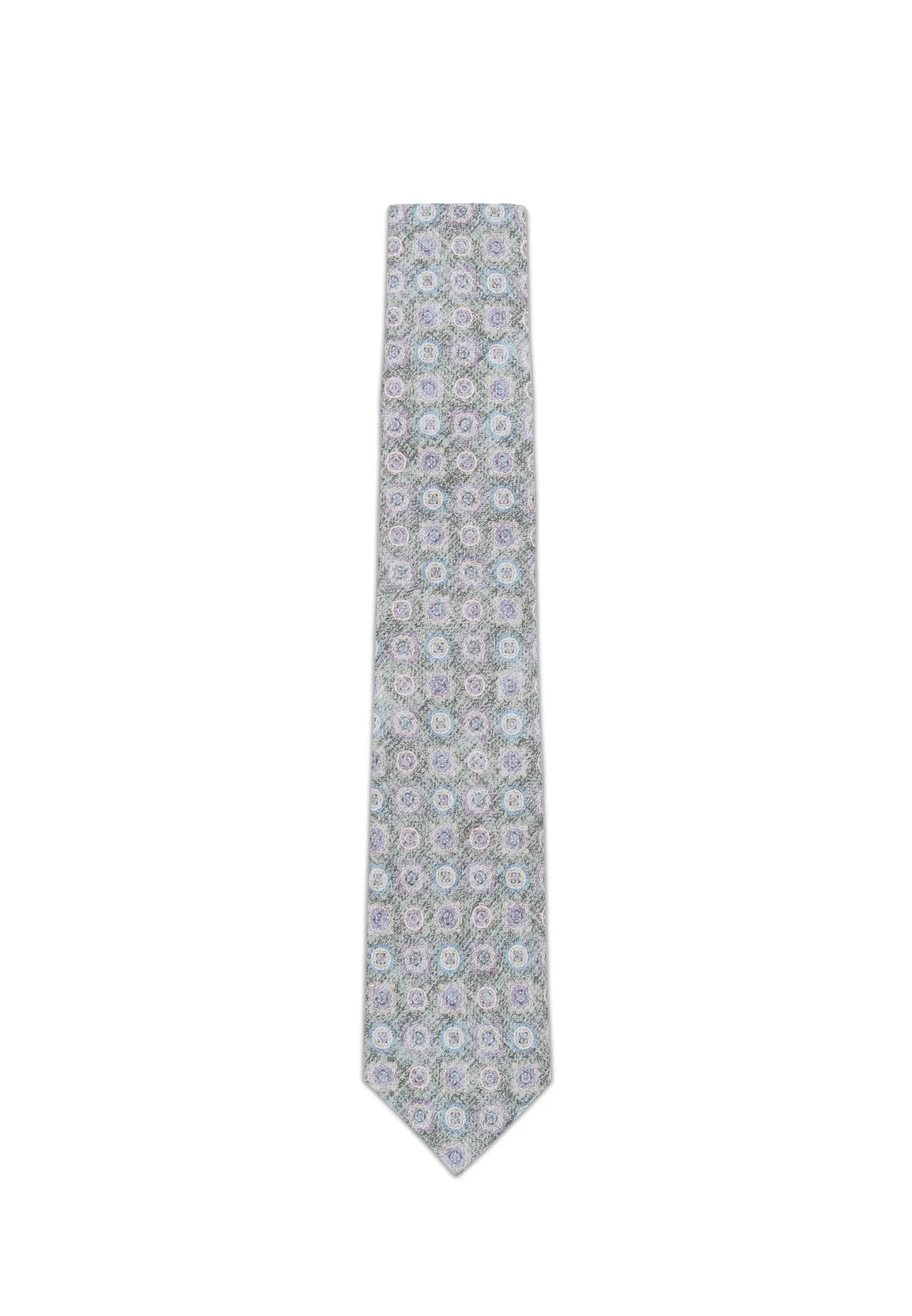 (Grau) Krawatte Medaillon-Muster Baumwolle 6 cm – Gesamtansicht