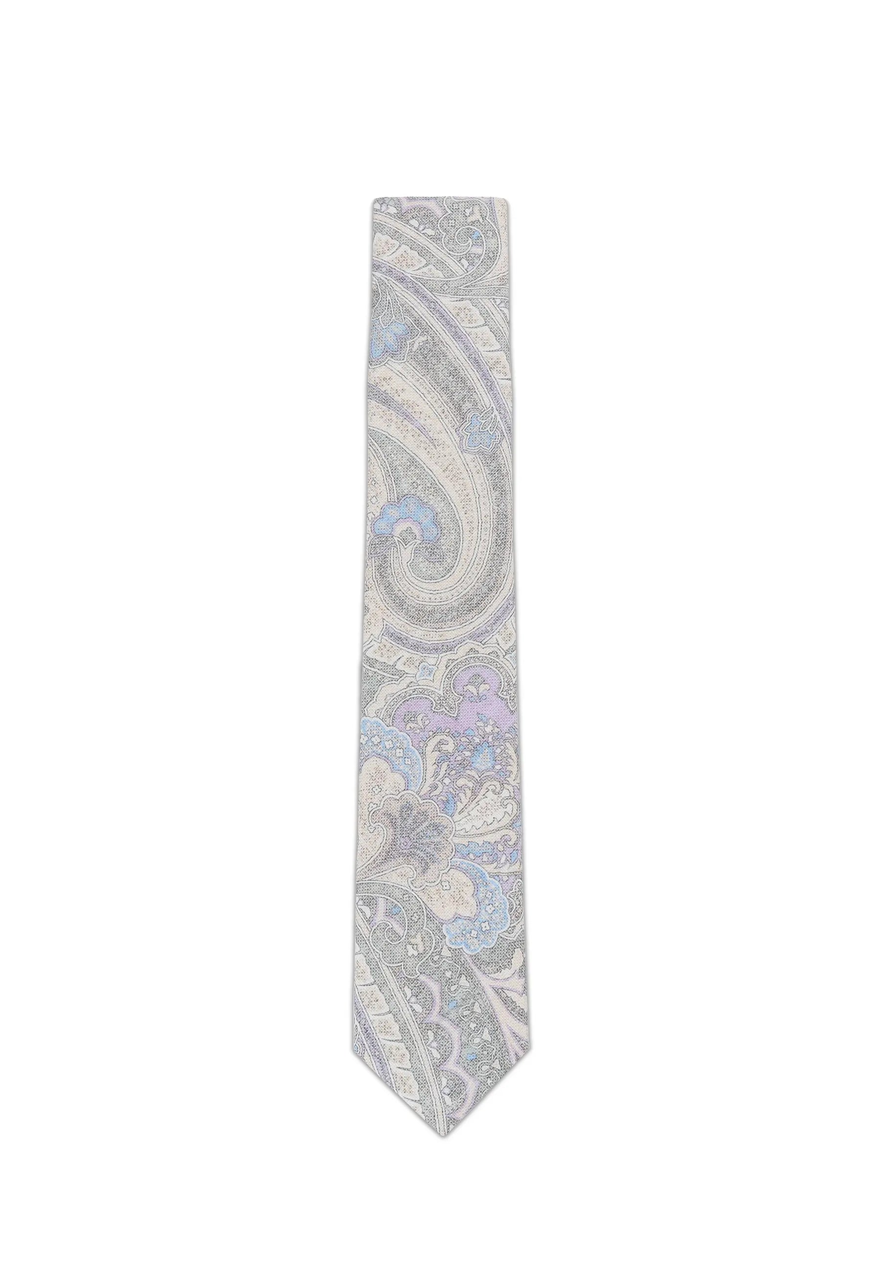 (Grau) Krawatte Paisley-Muster Baumwolle 6 cm – Gesamtansicht