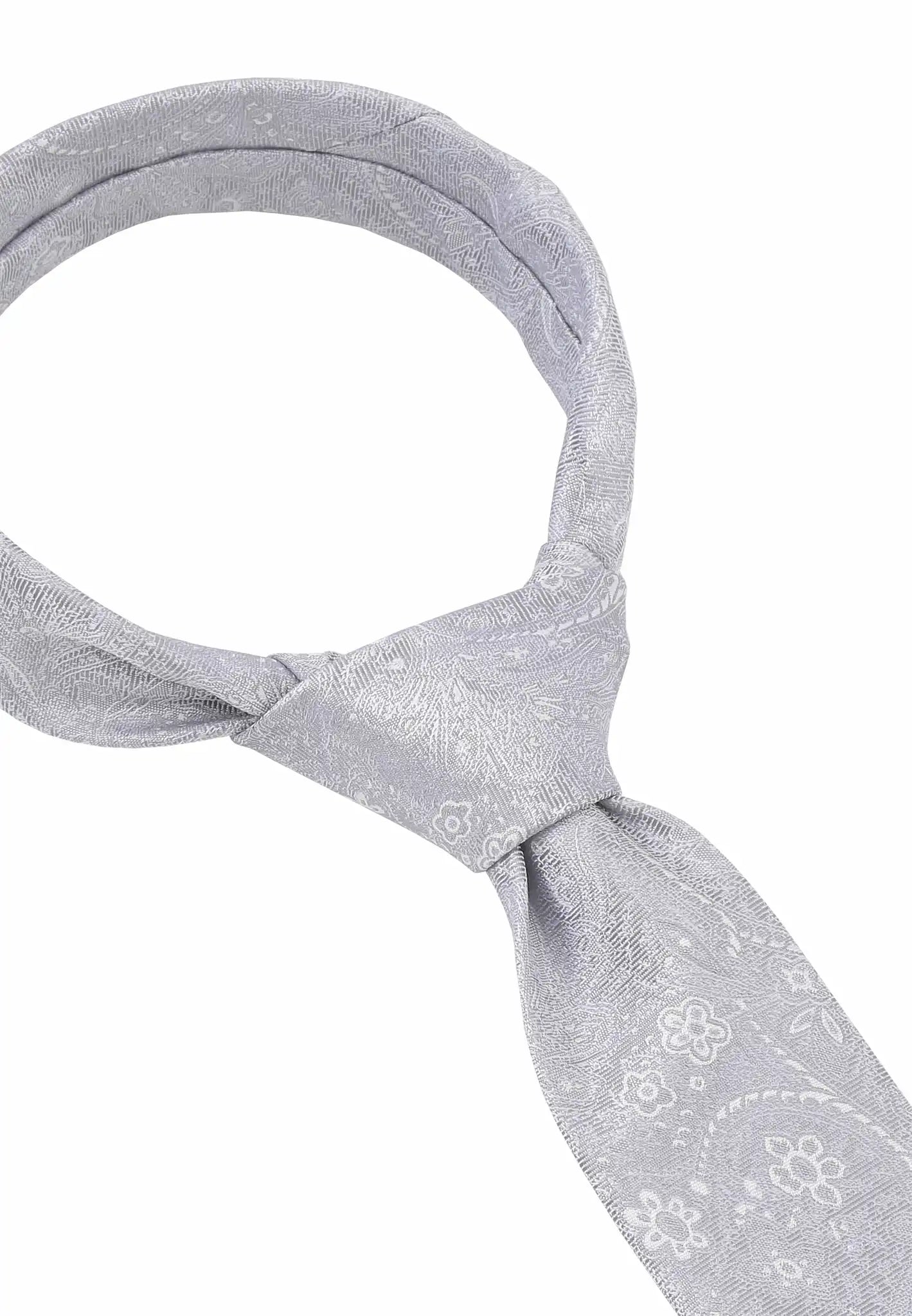 (Hellgrau) Krawatte Herren Paisley Seide – Knotenansicht