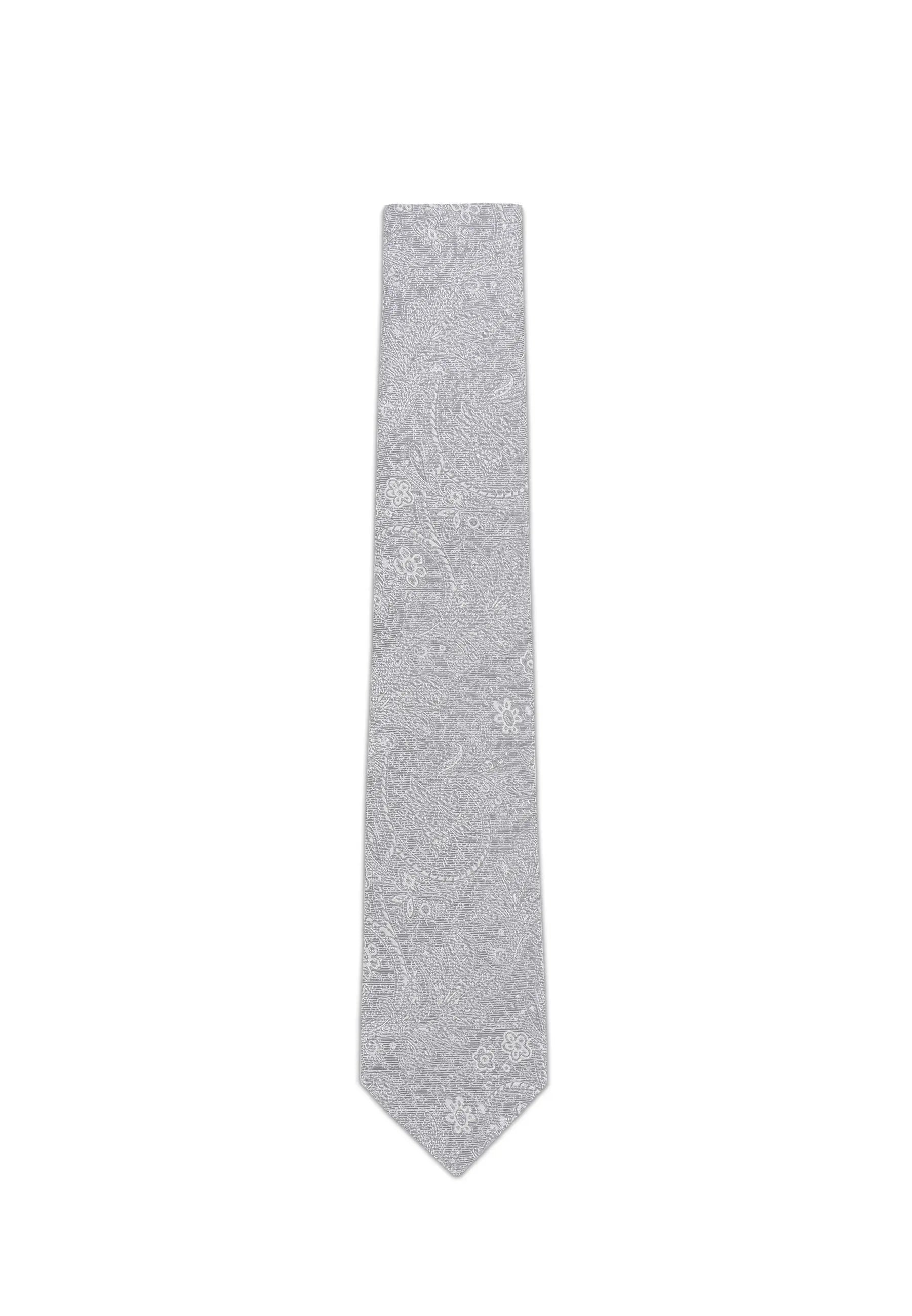 (Hellgrau) Krawatte Paisley Seide 6 cm – Gesamtansicht