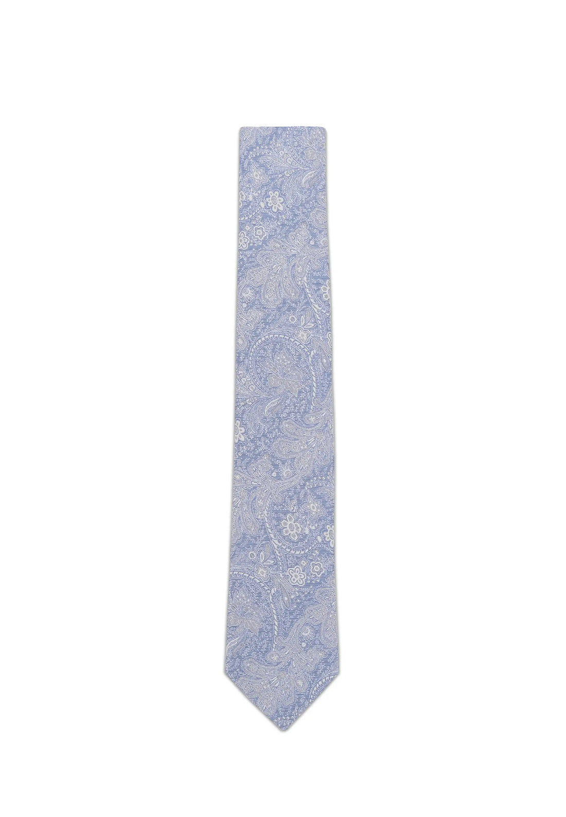 (Hellblau) Krawatte Paisley Seide 6 cm – Gesamtansicht