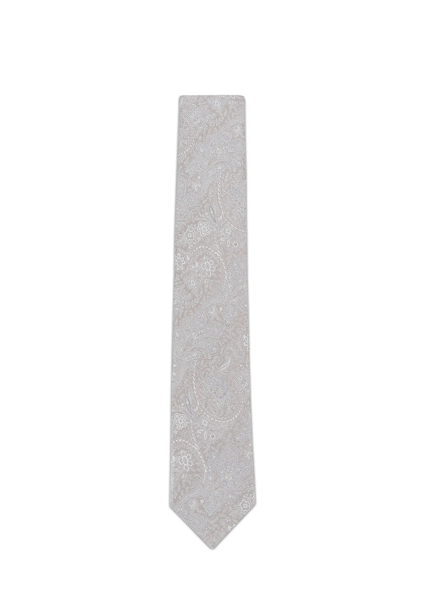 (Beige) Krawatte Paisley Seide 6 cm – Gesamtansicht