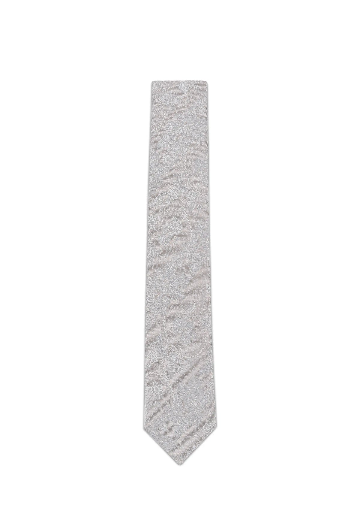(Beige) Krawatte Paisley Seide 6 cm – Gesamtansicht