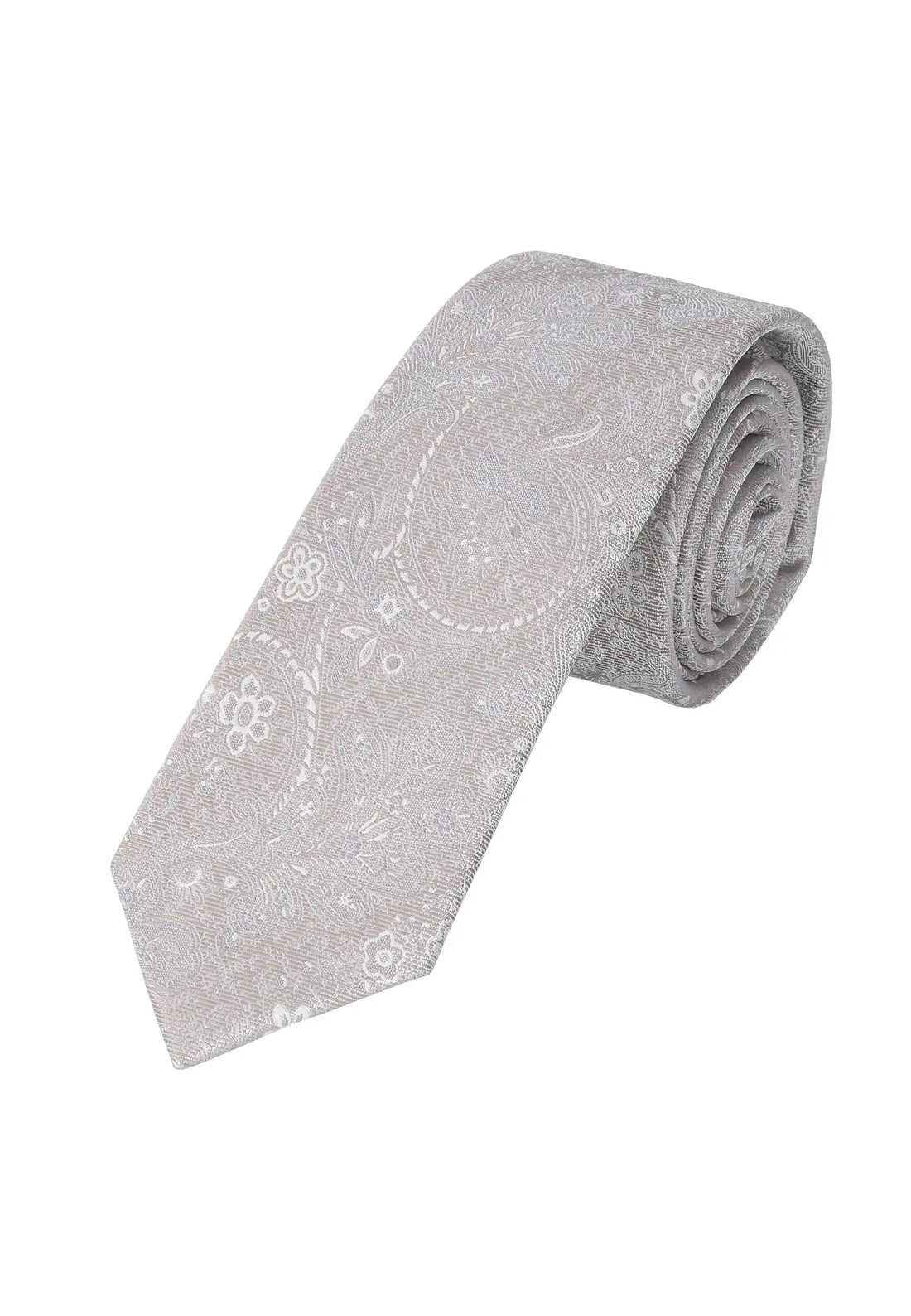 (Beige) Krawatte Herren Paisley Seide – gerollt